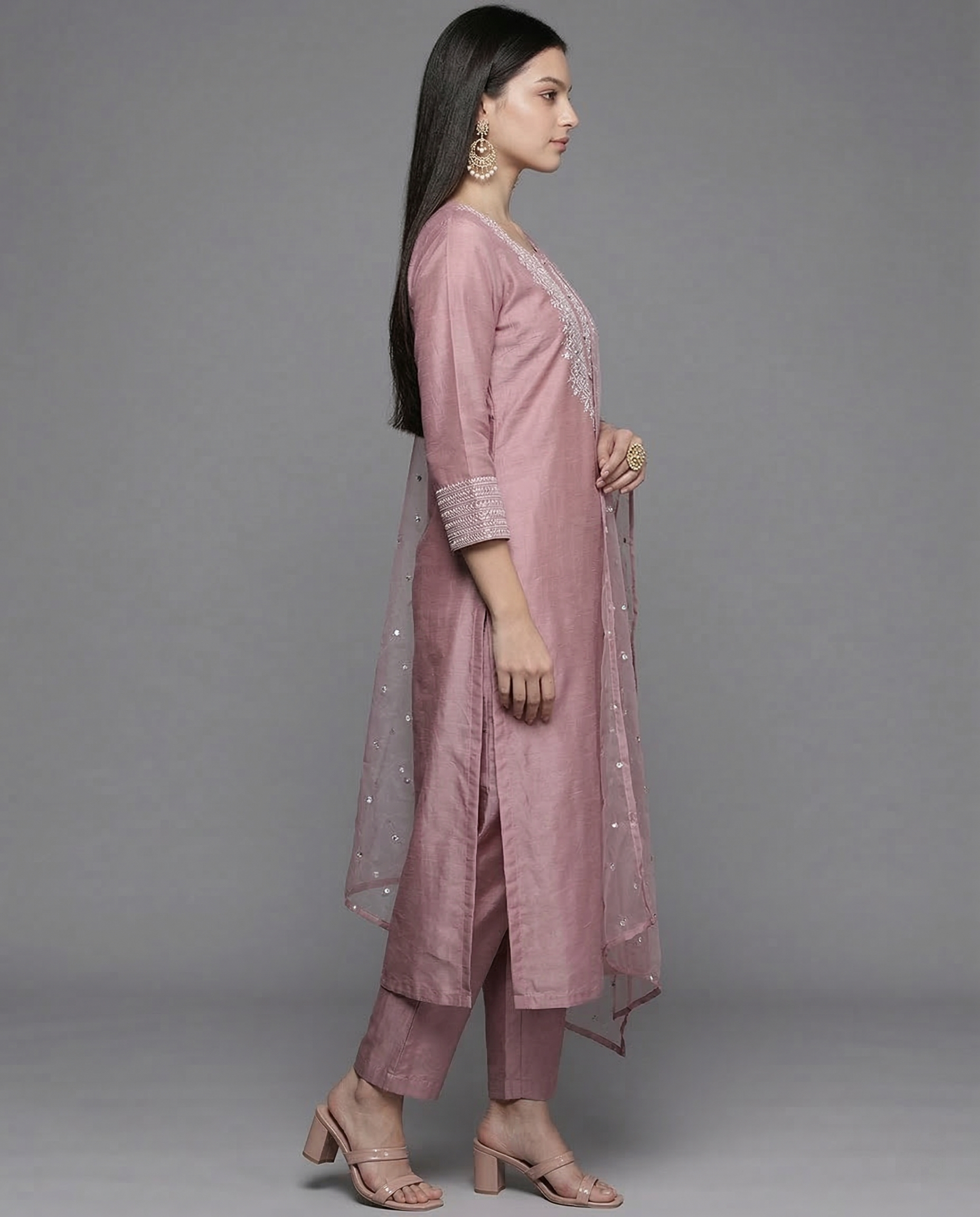 pink chanderi silk kurta pant & dupatta set – elegant ethnic party wear pink chanderi silk kurta pant & dupatta set – elegant ethnic party wear