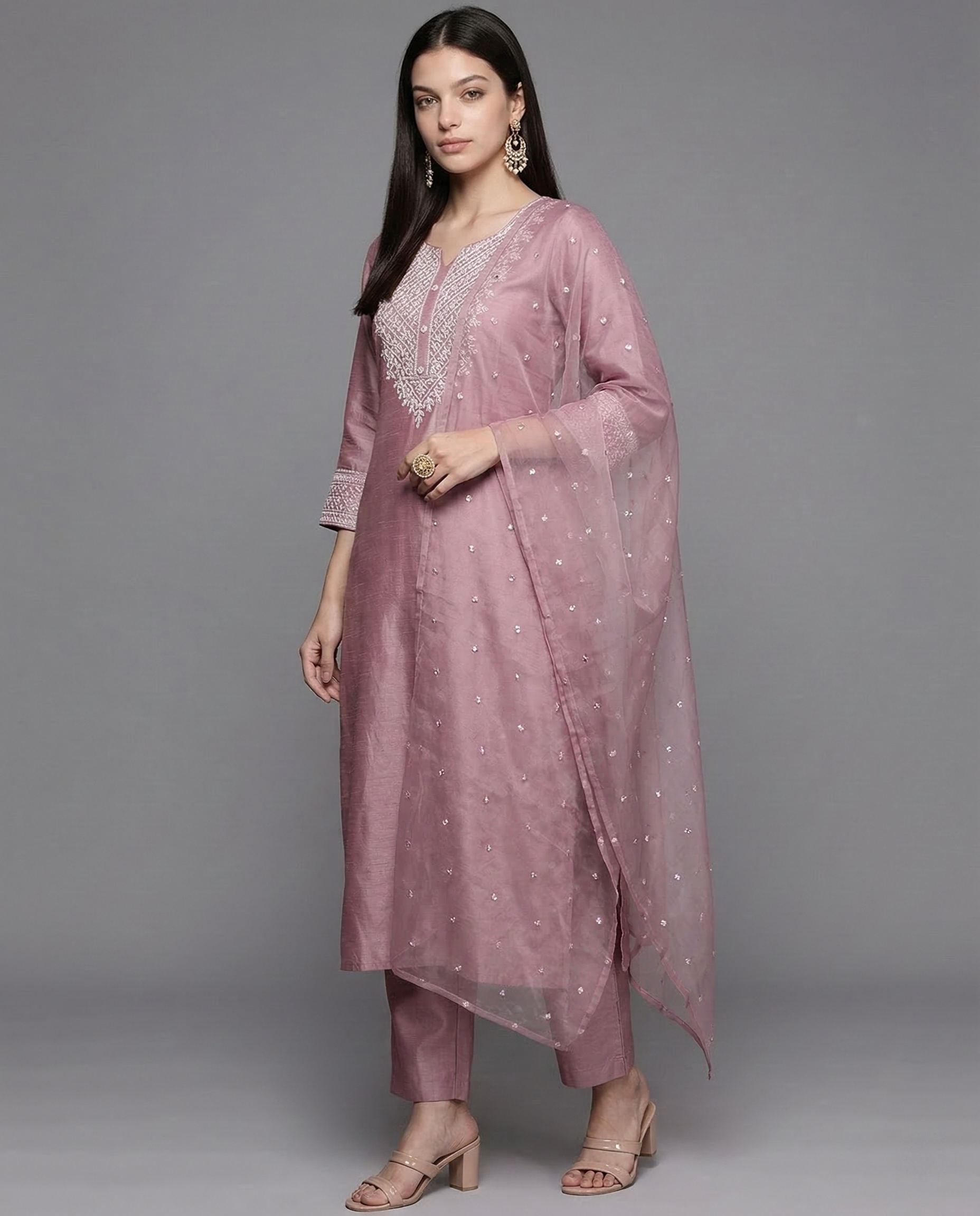 pink chanderi silk kurta pant & dupatta set – elegant ethnic party wear pink chanderi silk kurta pant & dupatta set – elegant ethnic party wear