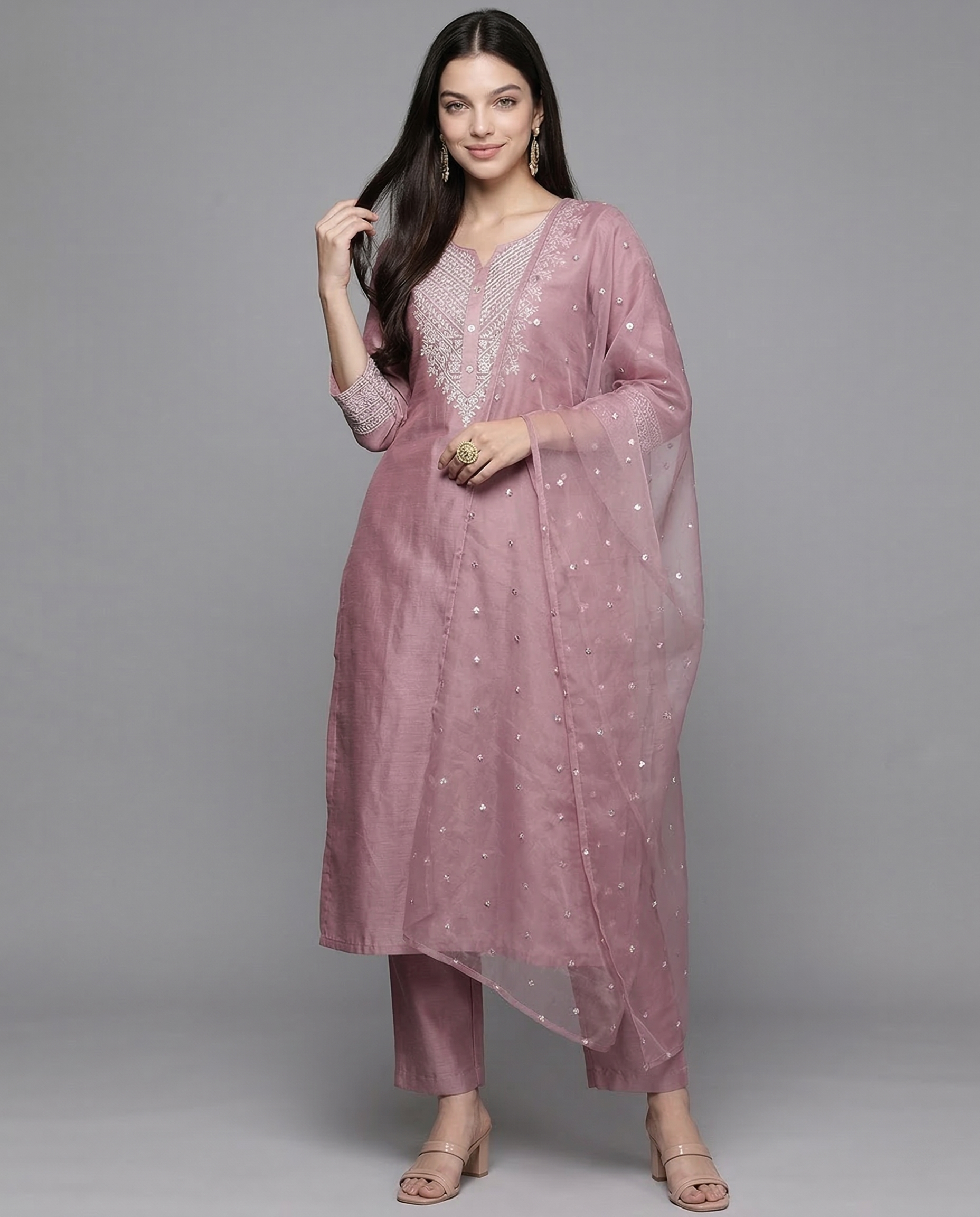 pink chanderi silk kurta pant & dupatta set – elegant ethnic party wear pink chanderi silk kurta pant & dupatta set – elegant ethnic party wear